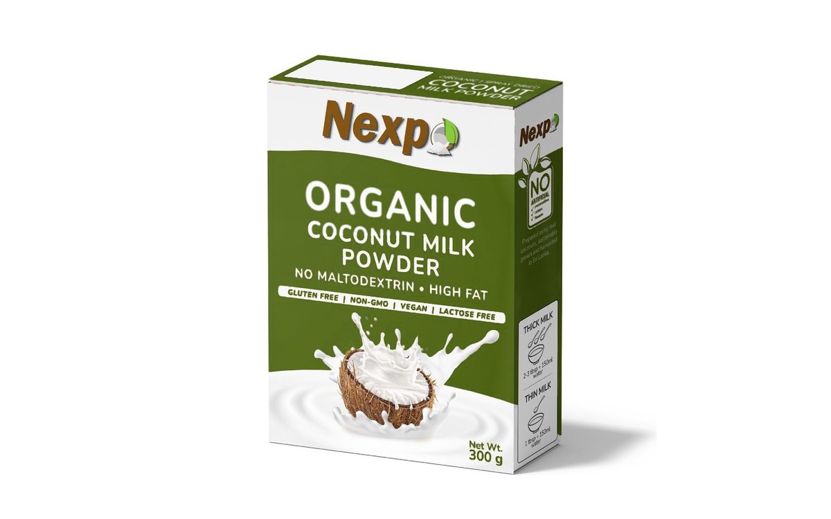 Organic maltodextrin-free coconut milk powder in its retail display carton